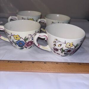 4 Vernon kilns mayflower tea cups hand painted